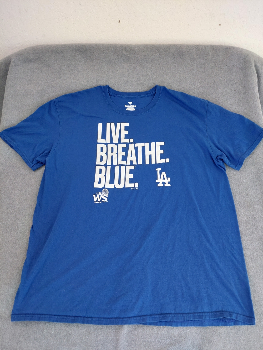 Fanatics LA Dodgers 2024 World Series "Live Breathe Blue" Tee 2XL - Picture 2 of 6